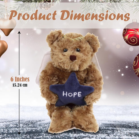 Plushland Angel Bears, 6 Inches, Soft Stuffed Animal with White Wings and Halo, Gift for Christmas