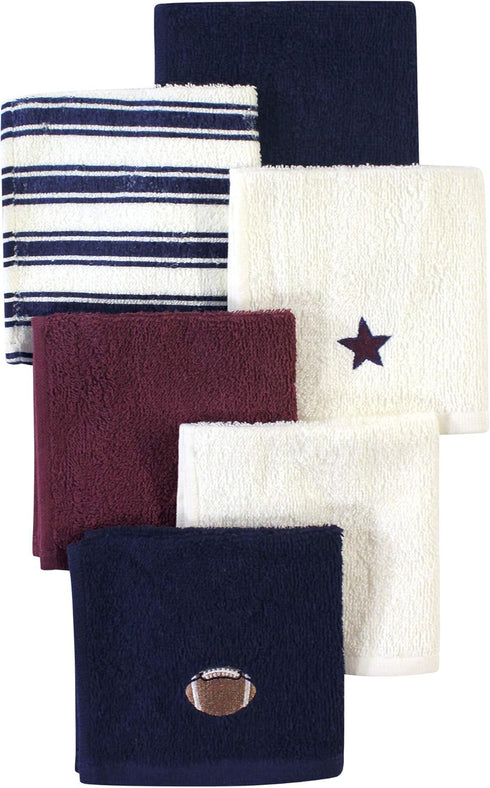 Hudson Baby Unisex Baby Super Soft Cotton Washcloths, Football, One Size