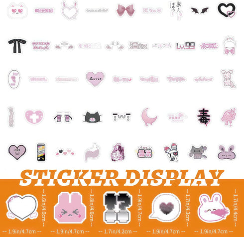 100 Pcs Cute Aesthetic Kawaii Stickers for Girls | Pink Anime Girl Stickers, Laptop Stickers for Women, Waterproof