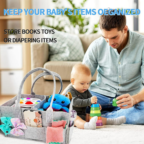 Business Trend Baby Nappy Caddy Collapsible Nursery Organizer Storage Basket for Babies, Portable Holder Tote Bag
