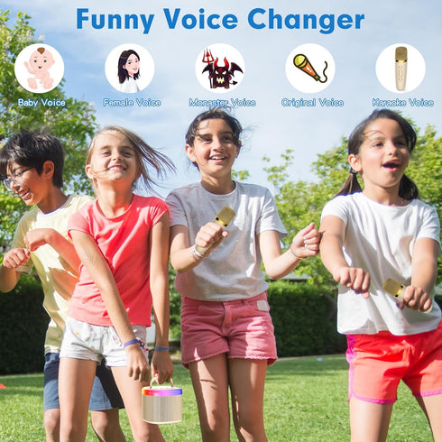 Kids Karaoke Machine, Portable Bluetooth Speaker with Wireless Microphone, Christmas Gift for Girls 4-10 Years Old