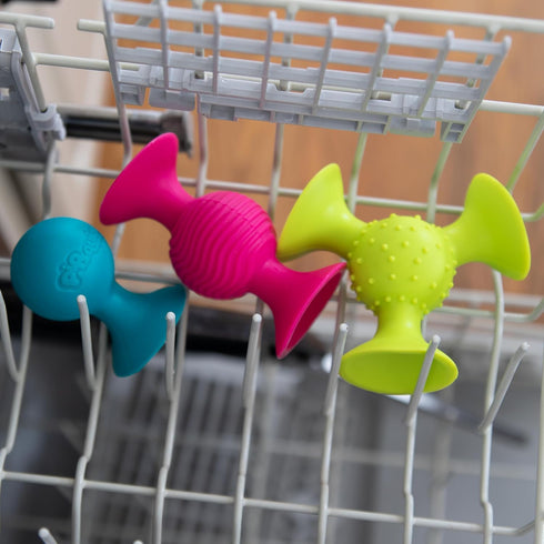 6 Fat Brain Toys pipSquigz, Sensory Baby Toys Months Plus, Rattle Suction Cup Toy