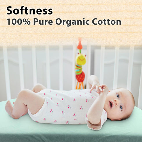 3-Pack 33x20x4 1721 2933 Bedside Sleeper Bassinet Sheets | GOTS Certified Organic Jersey Cotton, Ultra Soft