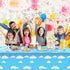 Tatuo Blue Sky White Clouds Birthday Party Supplies - Cartoon Tablecloth and Banner for Baby Kids Shower, 54 x 108 Inch