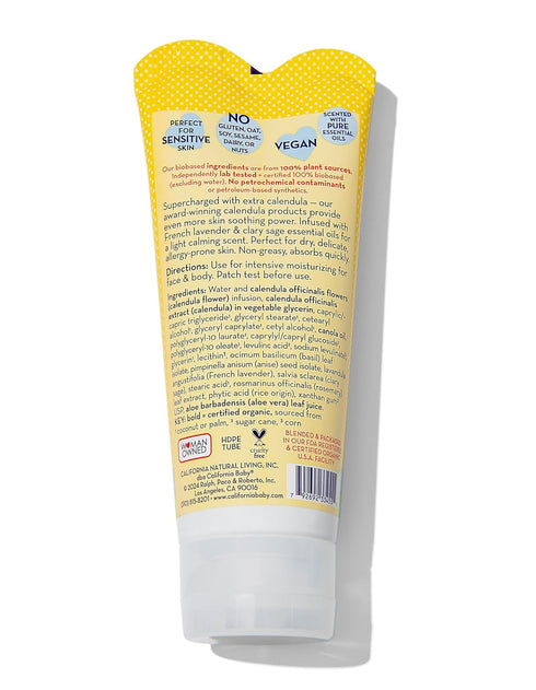 100% 2.9 oz 82g California Baby Calendula Cream | Plant-Based Moisturizer | Lavender Baby Lotion | Face Moisturizer
