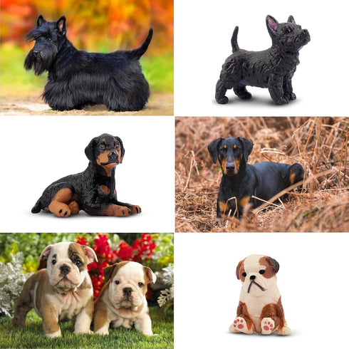 12PCS Realistic Dog Figurines, Hand Painted Tiny Puppy Animals Toy, Dog Cake Topper Gift for Kids & Toddlers