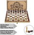AMEROUS 12" x 12" Magnetic Wooden Chess Set - Kids Age 6+, 2 Bonus Extra Queens, Folding Board with Storage Slots