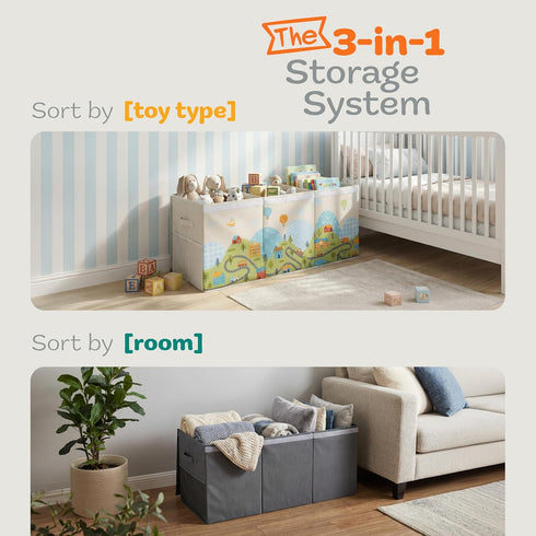37"x16"x14" SoftOwl Extra Large Toy Storage Organizer with Lid - Sturdy, Collapsible Toy Chest Storage Box Design