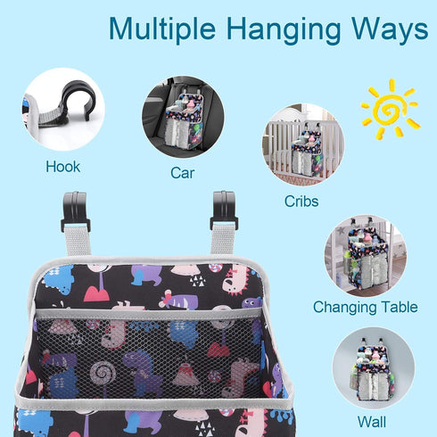 Accmor Hanging Baby Diaper Caddy Organizer, Diaper Stacker for Changing Table, Crib, Playard, Black