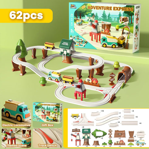 62PCS Set, Playset, 3 4 5 6 7 iPlay, iLearn Kids Construction Track Toy Train Electric Motorized Magnetic Truck Toy