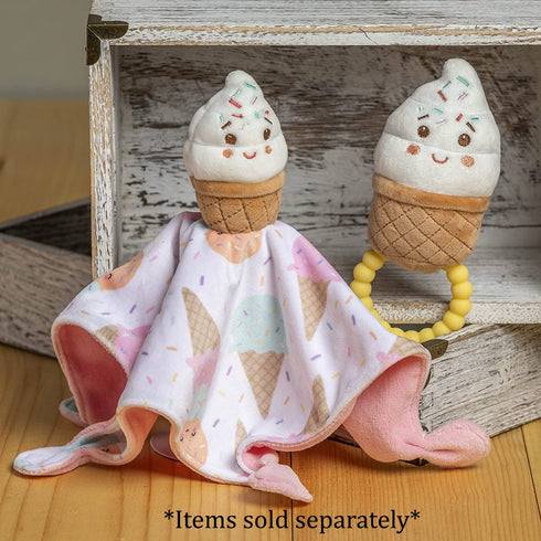 Mary Meyer Sweet Soothie Soft Baby Rattle, Ice Cream with Teether Ring