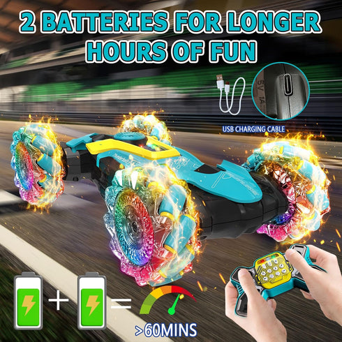 6-12 2.4GHz 360 4WD, 6 7 8 9 10 11 12 Gesture Sensing RC Stunt Car Toys for Boys Years Old, Hand Controlled Cars