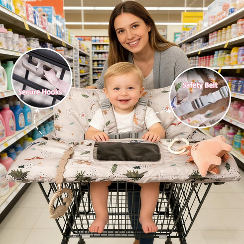 2 1 Shopping Cart Cover for Baby in High Chair Covers for Restaurant Comfortable Grocery Cart Seat Covers for Infant