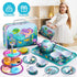 35Pcs Set Set, 3 4 5 6 JOYIN Mermaid Tea Party for Little Girls, Pretend Tin Teapot Princess Tea Time Play Kitchen Toy