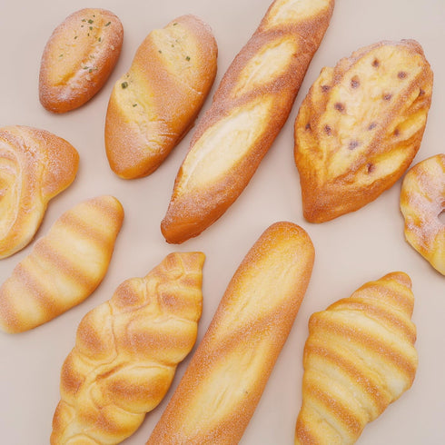 Funzhan 2pcs Artificial French Bread Baguette,Realistic PU Artificial Bread for Decoration,Fake Long Bread Props,Fake