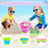 Meaicezli 2 Packs Beach Toys, Sand Toys for Shell Collecting, Collapsible Sand Buckets Shark Tooth Sifter and Mesh Bag