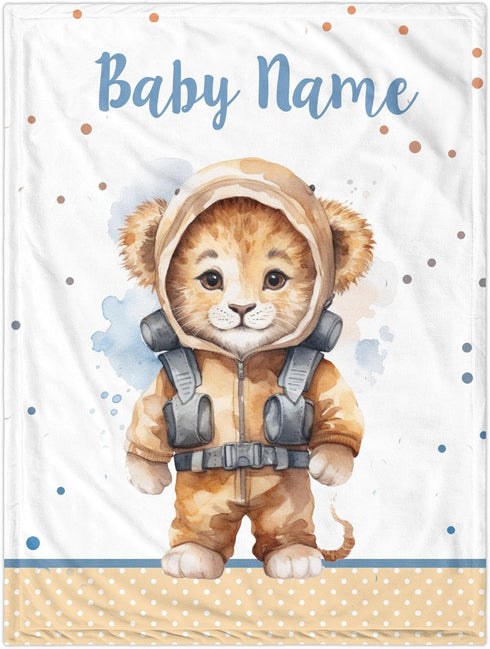 Novusopt Personalized Baby Blanket Custom Baby Blankets for Boys Lion Baby Blanket Name