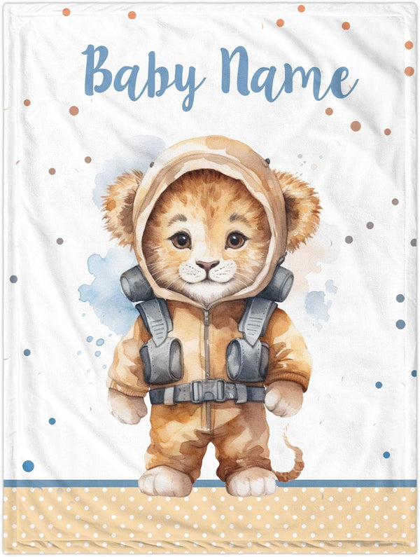 Novusopt Personalized Baby Blanket Custom Baby Blankets for Boys Lion Baby Blanket Name