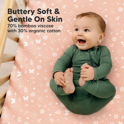 2-Pack 52x28 KeaBabies Fitted Crib Sheets for Boys, Girls, Baby - Soft Bamboo Viscose Cotton, Standard Crib Mattress