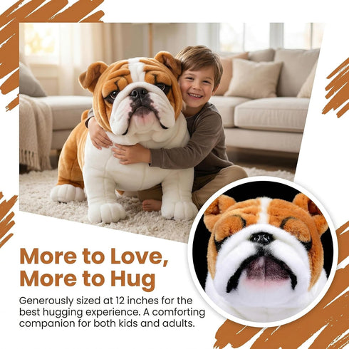ZHONGXIN MADE 12" Simulation Bulldog Plush Toy - Realistic Standing English Bulldog Pet Dog Stuffed Animal Cute Dog