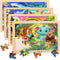 Nexority 4 Packs 24 PCs Wooden Puzzles for Kids Ages 3-5, Montessori Toddler