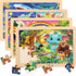 Nexority 4 Packs 24 PCs Wooden Puzzles for Kids Ages 3-5, Montessori Toddler