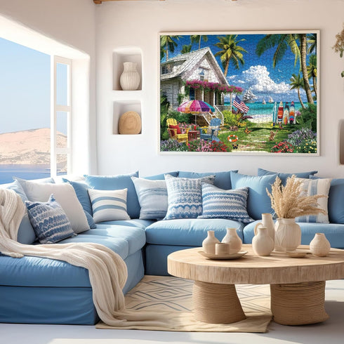 Beach House Puzzles 1000 Piece Summer Puzzle for Adults - Seaside Retreat Jigsaw