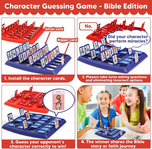 24 Garybank Guess Bible Who Am I Games for Kids, Holy Bible Characters with Life Story & Verse Cards, Bible Trivia
