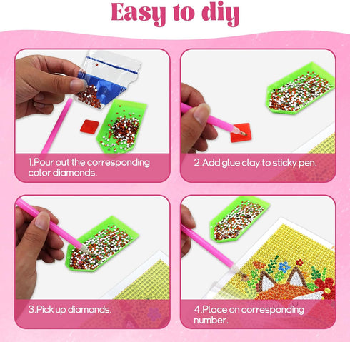 6 2 18 6 6-8-12, goldentime Diamond Painting Kits for Kids - Canvases with Frames, Gem Colors, Diamond Painting Tools