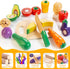 Set Set 3+ Wooden Play Food for Kids Kitchen | Cutting Veggies & Fruits Toy Food with Storage Case & Bag, Play Kitchen