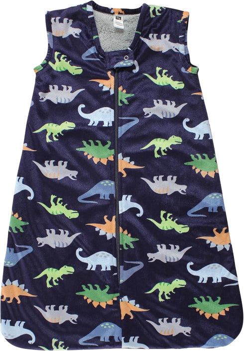 Hudson Baby Unisex Plush Faux Fur Sleeping Bag, Wearable Blanket, Dinosaurs, 6-12 Months