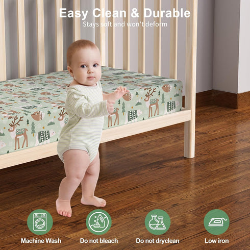 IOCCLH 2 Pack 28x52x8in(Polar Baby Crib Sheets for Boys and Girls Fit for Standard Crib Toddler Mattress Breathable