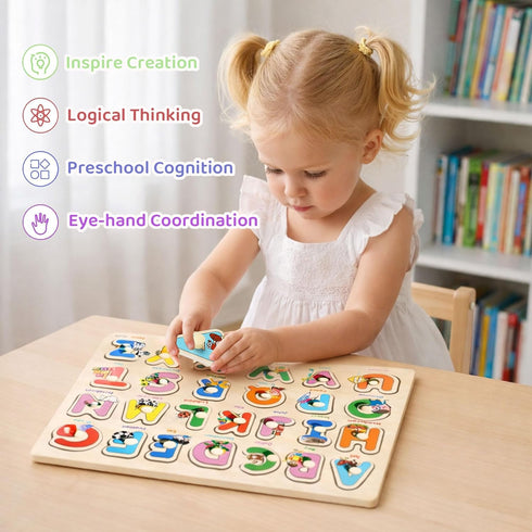 MEZHOBBY 1-3 6 Pack Wooden Peg Puzzles for Toddlers Toddler Puzzles, Preschool Educational Learning Puzzle Toys
