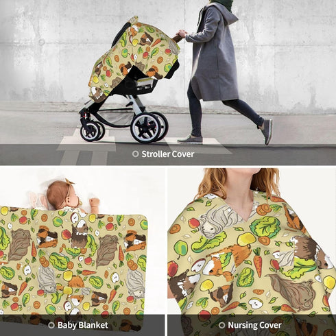 Zhbvncp Funny Guinea Pigs Baby Car Seat Cover & Breastfeeding Nursing Cover - Breathable Stretch Fabric Multi-Use