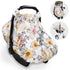 3in1Multi-use Floral Baby Car Seat Cover for Girl,Infant Carseat Canopy Sun CoverBaby Carrier Cover with Zipped Peep
