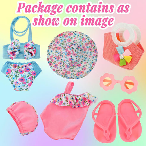 8 18 Inch Summer Playsets 18 Inch Kajaia Pcs Doll Clothes and Accessories Dolls Swimsuits Beach Include Doll Swimsuit