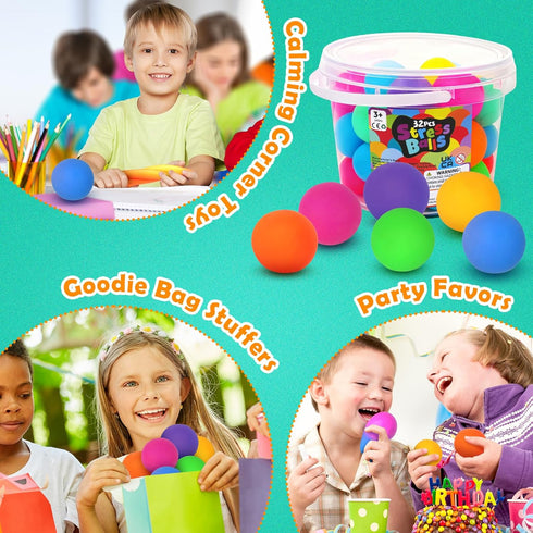 32 Pack (1.8") KLT Stress Balls Bulk for Kids and Adults: Mini Squishy Ball for Stress Reduce- Color Changing Sensory