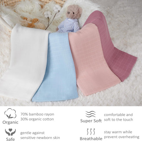 Meracorallo Muslin Swaddle Blanket, Silky Soft Receiving Blanket, 47 x 47 inches, Sky Blue