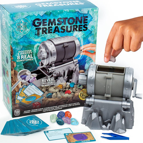 Gemstone Treasures, DIY Rock Tumbler, Tumble & Polish Your Own Gemstones, STEM Kit for Kids Ages 6-9