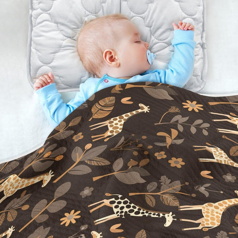 KICPOAY Brown Giraffe Baby Swaddle Blanket for Boys and Girls, Muslin Baby Receiving Swaddle Blanket, Soft Cotton