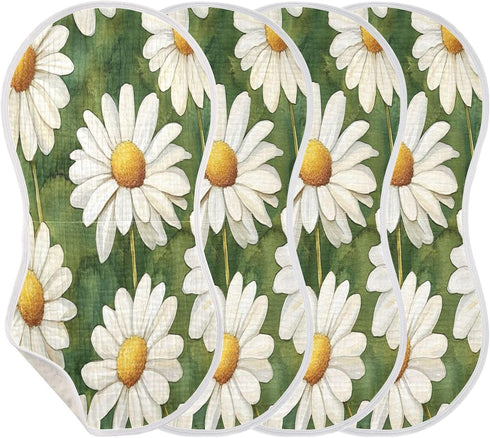 YETTASBIN Daisy Flower Muslin Baby Burp Cloth, Super Soft Absorbent Cotton Burp Rag Baby Bibs Feeding Cloth for Newborn