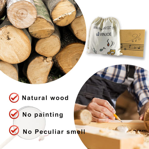 VINJOE Wooden Music Set - Kids Musical Instruments Toys, Natural Wood Percussion Instruments for Preschool