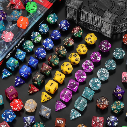 30 Sets 30 7 (210 30 D4 D6 D8 D10 D12 D20, QMay Polyhedral Dice - X Pieces) DND Dice with a D&D Dice Large Drawstring