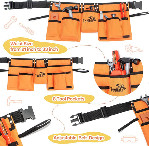 Kids Tool Set - Zealous Pretend Construction Toy with Tool Belt, Toddler Tool Set for Ages 3-7