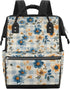 Honeybaby Backpack 19L Diaper Bag for Mom & Dad Checkered Background Flowers Large Diaper Bag Tote with Multi-Pocket