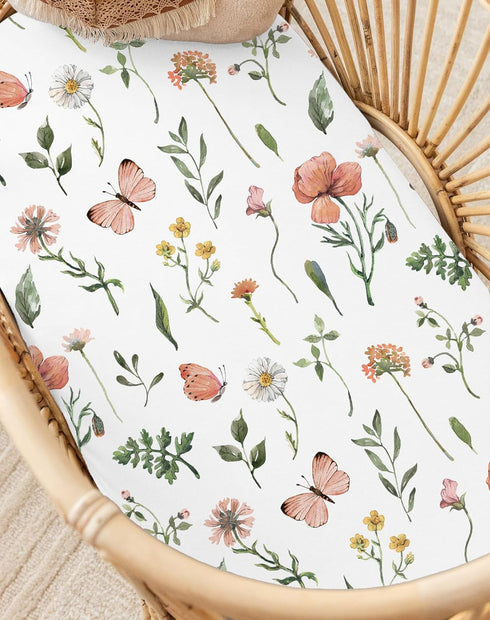 2 Pack, Cozy Bassinet Sheets for Baby Girls Boys Fitted Baby Mattress Sheet for Rectangle, Oval, Hourglass Bassinet