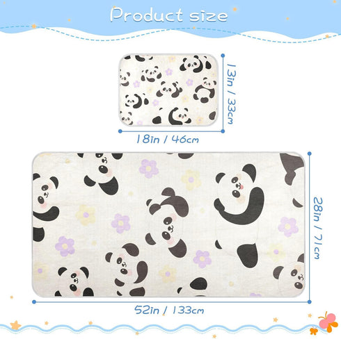 SyXIOP 28" 52" Cute Cartoon White Panda Cooling Baby Waterproof Crib Mattress Protector x Ultra Soft Mattress pad Cover