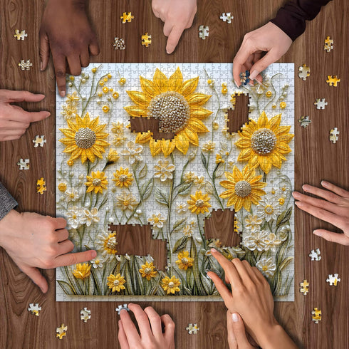 PICKFORU 1000 Sunflower Puzzles for Adults Pieces, Spring Flower Garden Puzzle Nature, Difficult Hard Golden Sunflower