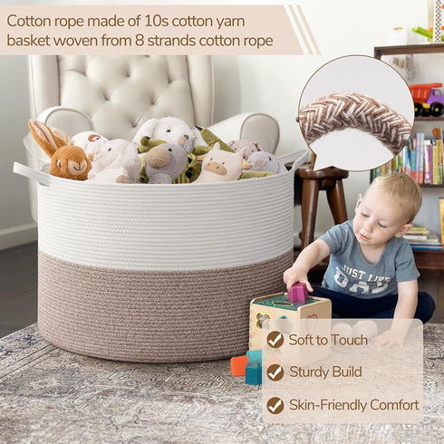115L INDRESSME Extra Large Blanket Basket, Soft Cotton Rope Storage Basket for Organizing, Home Decor, Toys, Laundry