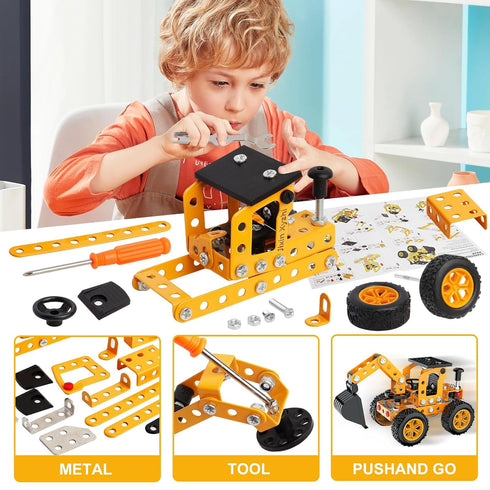 Jixin Xyzhi Sets 3-D 2 1 Sets 8-16 Building Stem Assembly Toys Metal Puzzle Excavator and Plane Model Value Bundle: